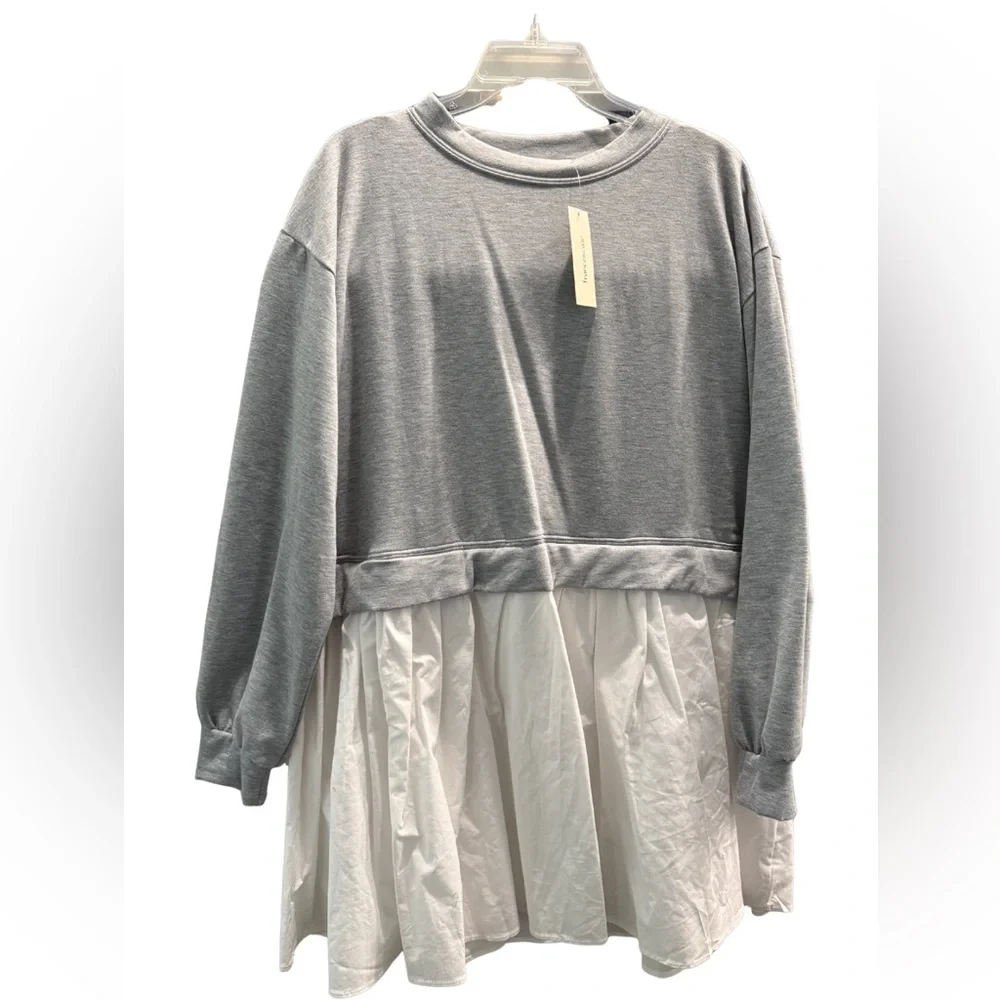 Francesca’s Gray and White Sweatshirt Dress - Picture 2 of 4